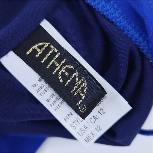 Athena One Piece Swimsuit Size 12 Blue, Flutter Ruffle Bathing Suit Modest Suit - Picture 4 of 4